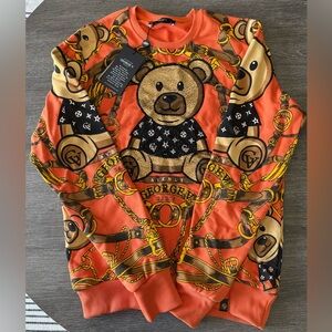 Avenue George V Paris Sweatshirt Sweater Red Teddybear Rhinestone M Jumper